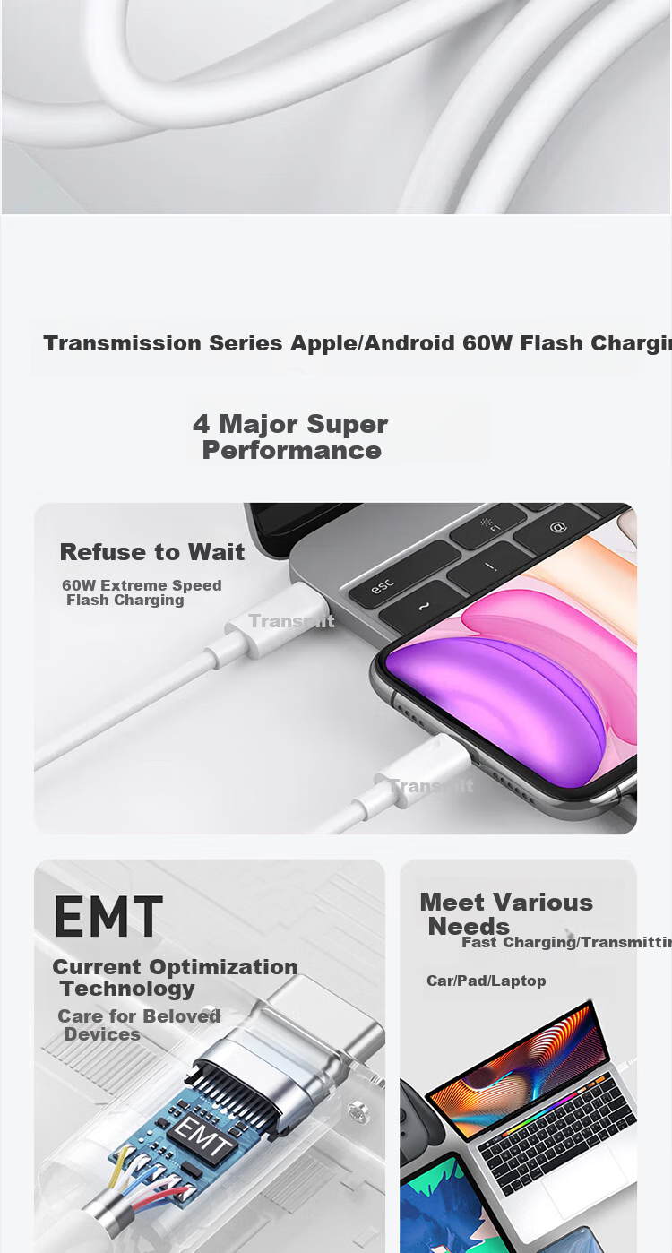 Chuanying Type-C Data Cable PD60W Compatible with Huawei, Xiaomi, Android Fast Charging Cables for Apple IPhone 18/17/16/15 Car Charger Cable Sold by JD 2