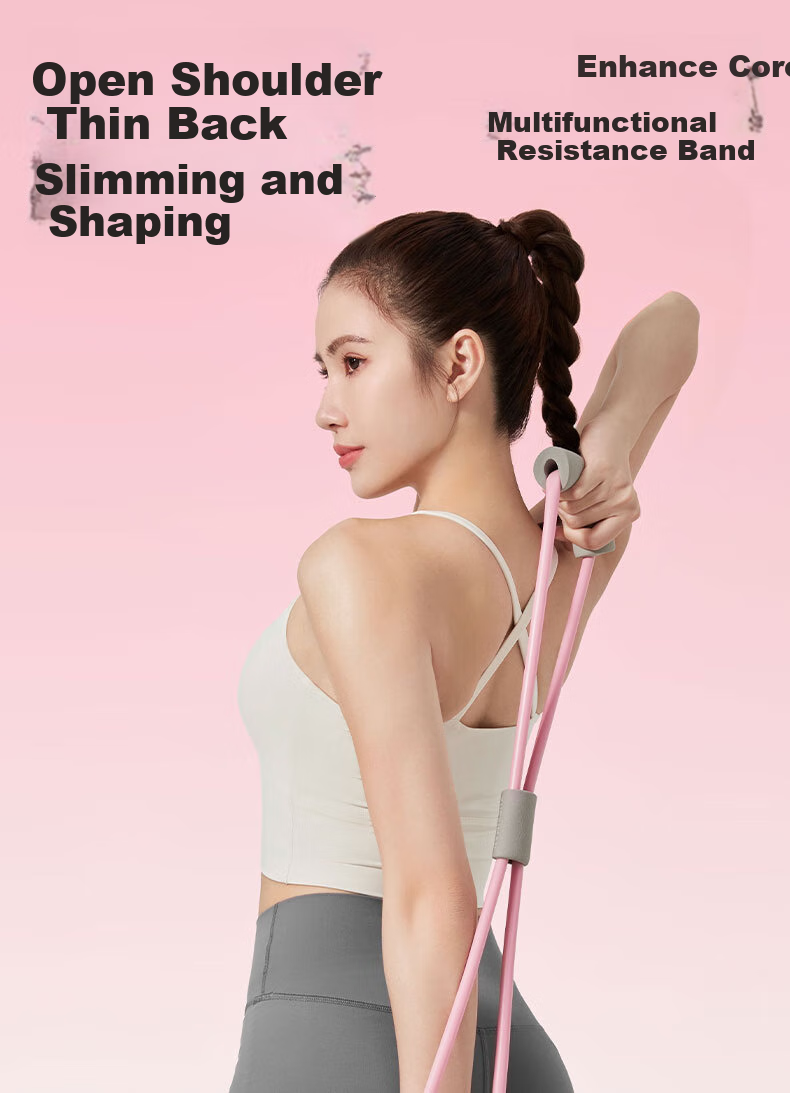 XUEXIMAN 8-Character Pull-Up Bar for Women, Back Opener, Elastic Band, Resistance Rope, Home Fitness Back Trainer, Weight Loss Stretching Device 1