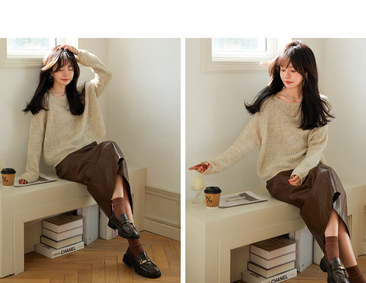 Mt [Containing Wool] Spring Mint Mambo Yarn Sweater, High-Elasticity, Concealing, Petite Women's Knit Top 6