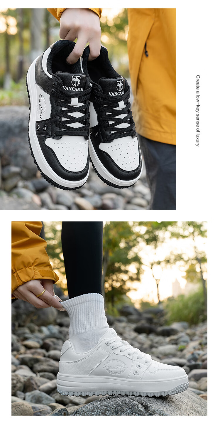 VANCAMEL Men's Sneakers, Couple's Outdoor Casual Shoes, Men's Sports Shoes, Women's White Shoes, 6066 White, Size 38 15