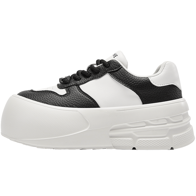 DAPHNE Thick-Soled White Sneakers for Women, Spring 2025 Popular Casual Shoes, Versatile Height-Increasing Skateboard Shoes, Platform Women's Shoes, Beige And Black, Size 37