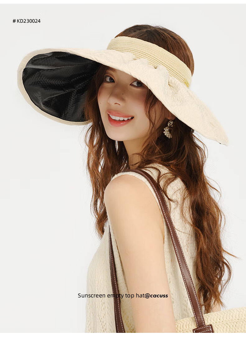 CACUSS Sun Protection Hat for Women, Summer Visorless Cap, Outdoor Lace Moldable Wide Brim Sunhat, Ice Silk Sun Hat, Beige 10