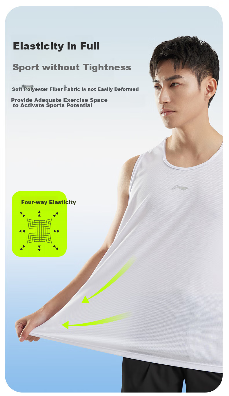 Li-Ning Sports Vest Set for Men, Summer Shorts, Running Quick-Dry Shirt T-Shirt, Fitness Morning Exercise Martial Arts Sleeveless Training Suit 6