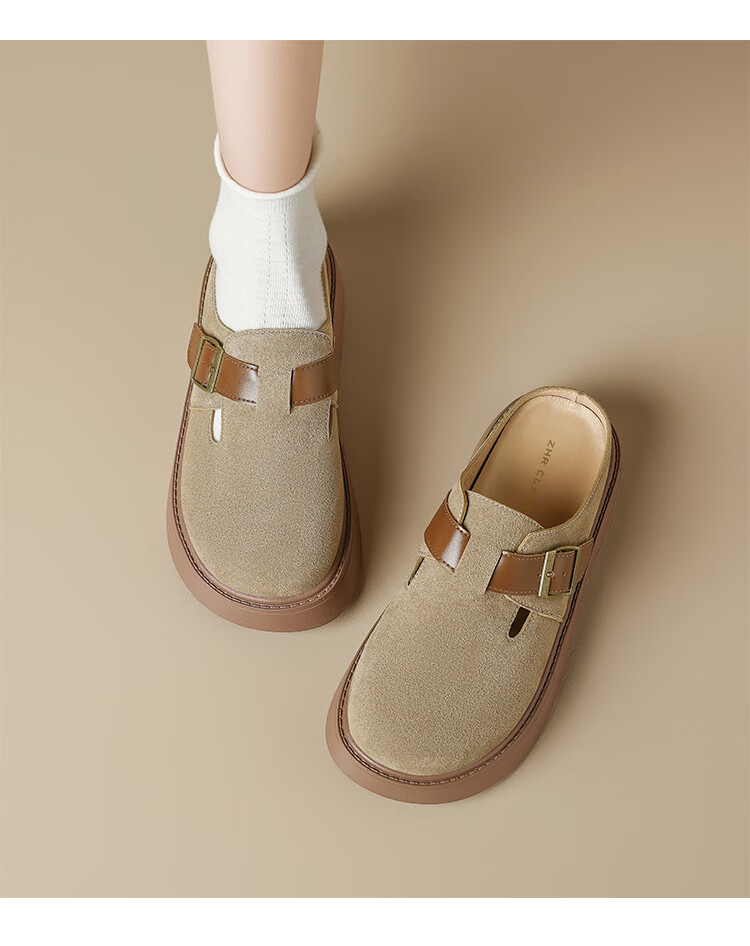 ZHR Bokeng Women's Shoes, Spring And Autumn Thick-Soled Heightening Casual Slip-On Loafers, JF98, Apricot Color, Size 39 21