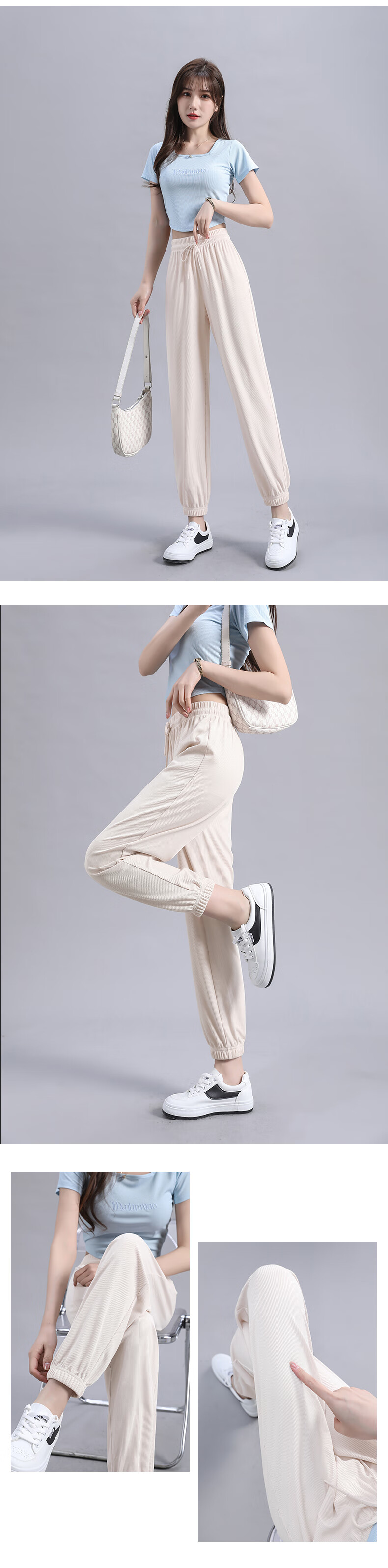 MJ STYLE Ice-Cool Tapered Pants for Women, Summer 2026 Thin Style, Petite Slimming Effect, Silky Draping Breathable Sports Casual Pants for Wome 10