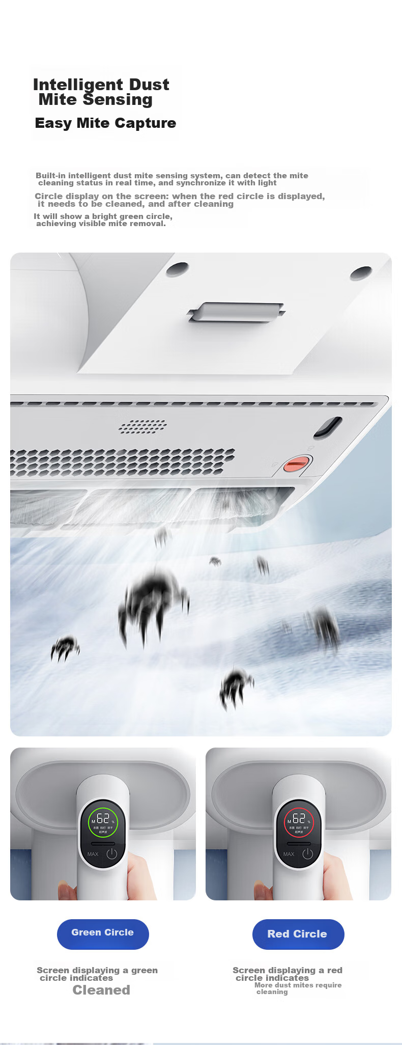 Deerma [Sunlight 65 Degrees] M1 Dual-Cup Smart Dust Mite Remover, Household Handheld Bedside UV 99.9% Sterilization And Mite Removal, Beating And Drying to Remove Mites 12