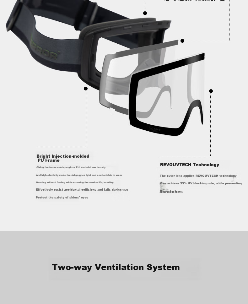 TERROR Ski Goggles with Photochromic Lenses, Double-Layer Anti-Fog Snow Goggles with Magnetic Attachment 8