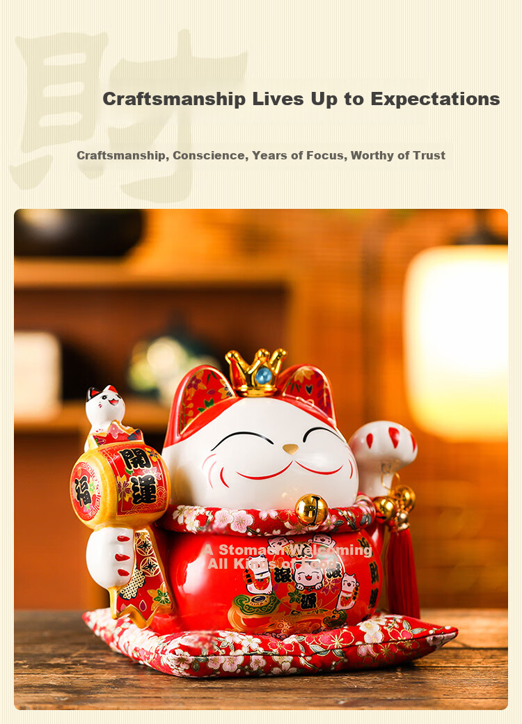 JD Original Fortune Cat Storage Jar Ornament, Lucky Cat for Business Opening, Housewarming Gift, Office Desk And Cashier Counter Decoratio 3