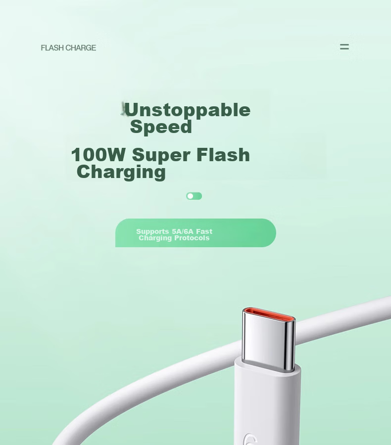 Nengshi Type-C Data Cable, 6A Charging Cable, 100W Super Fast Charging, Suitable for Huawei, Honor, OPPO, Xiaomi, 66W Android Phones, USB-C Fast Charging Cable, 2 Meters, White 1