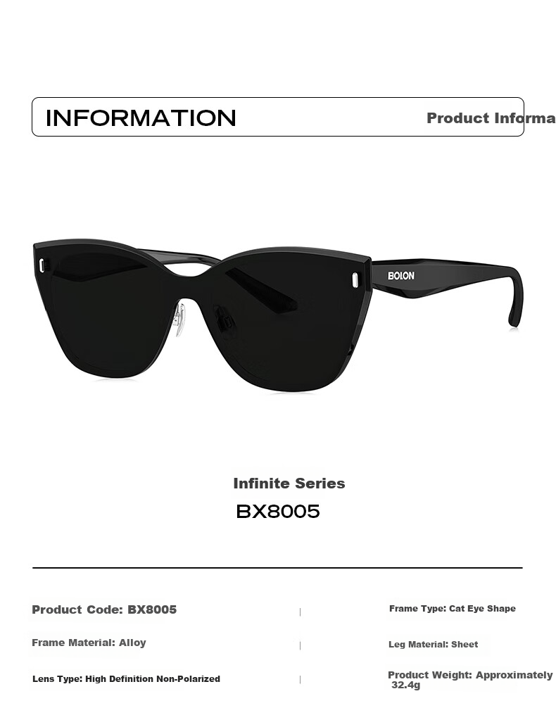 BOLON Sunglasses, Yang Zi's Style Cat-Eye Sunglasses, Driving UV Protection Sunglasses for Men And Women, Trendy, BX8005A10 5
