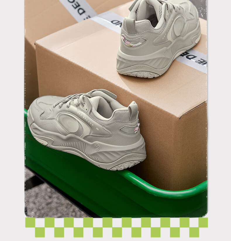 361° Men's Sneakers, Spring And Summer Mesh Leather Low-Top Sports Shoes, Classic Thick-Soled Casual Dad Shoes, 672516622-2 9