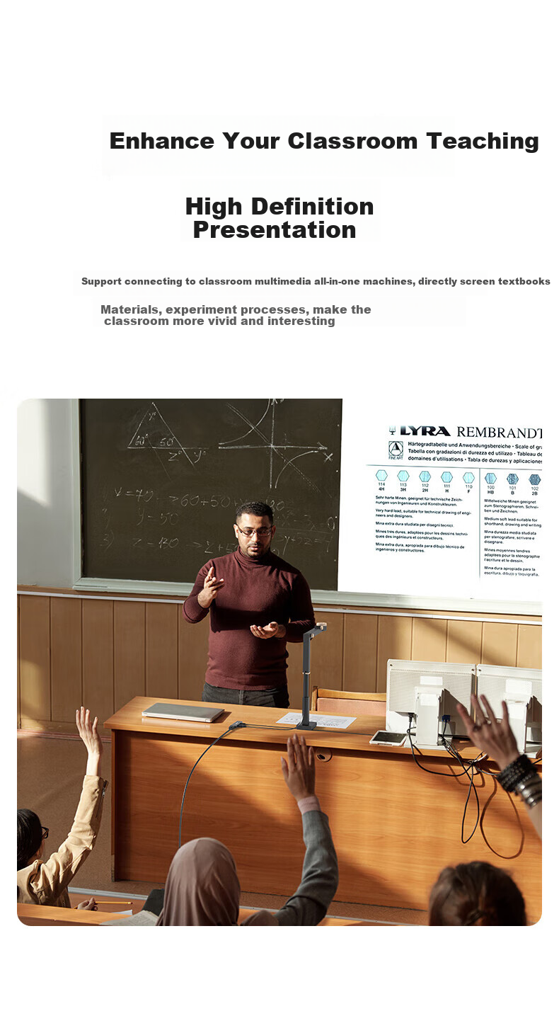 CZUR Video Display Stand, High-Definition Camera, 12 Million Pixels, FancyS Dedicated HDMI Expansion Dock, Direct Connection to All-In Teaching Projector, Calligraphy And Painting Teaching Live Streaming 4