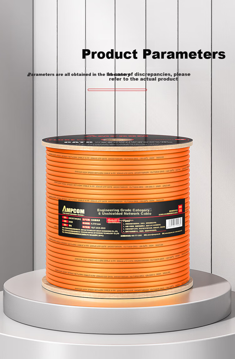 AMPCOM CAT6 Gigabit Ethernet Cable, 100 Meters, 8-Core 0.58 Pure Copper Unshielded Twisted Pair, POE Surveillance Home Installation Broadband Network Cable Box AMC657100 20