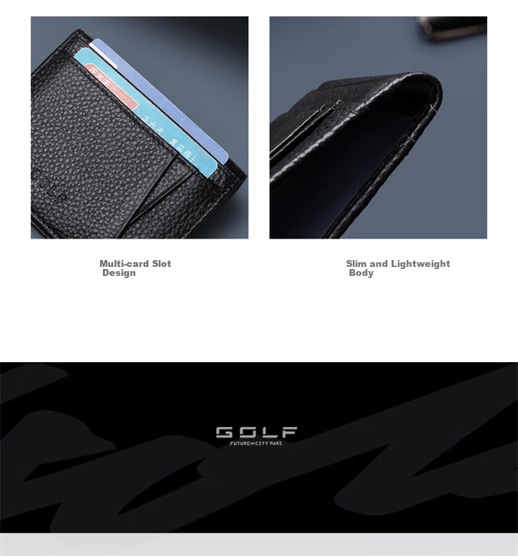 GOLF Card Holder, Men's Top-Grain Leather Driving License Holder, Multi-Card Slots for Women, Bank ID Card Holder, Ultra-Thin Card Sleeve 7