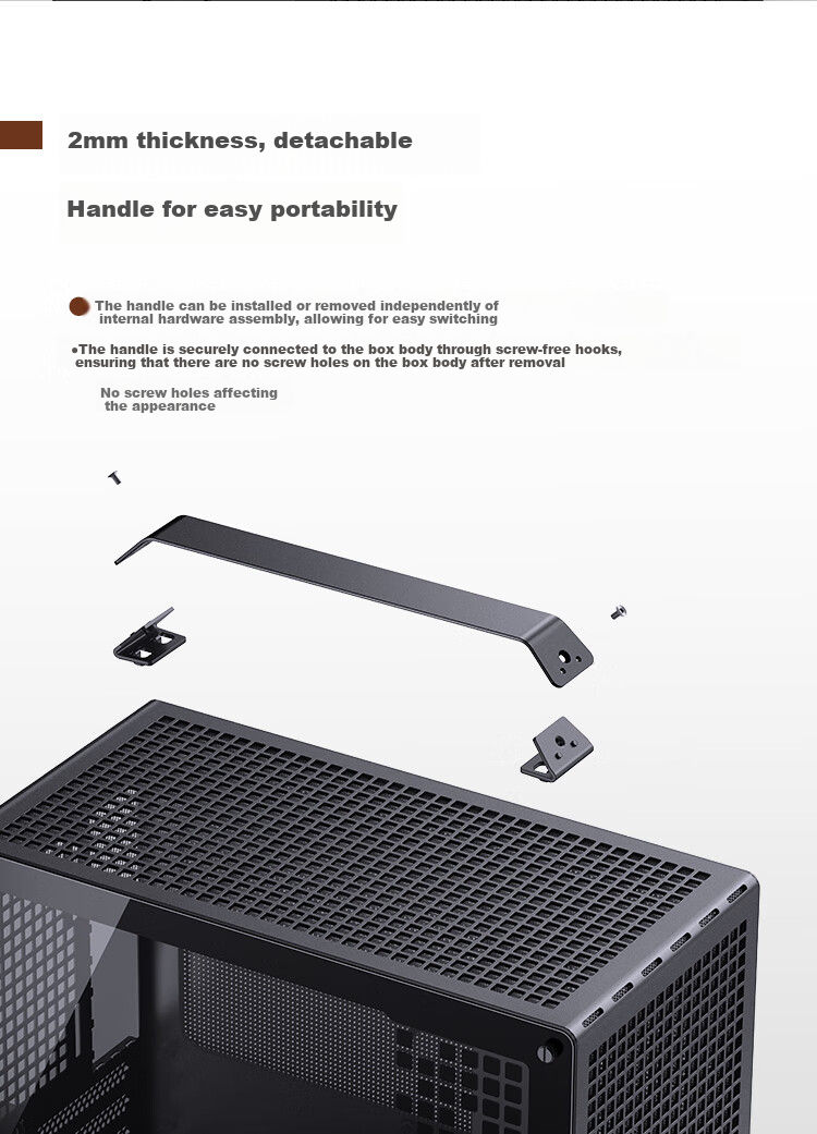 JONSBO Z20 Black MATX Case (Approximately 20L, Detachable Handle, 240mm Radiator Support, 163mm Air Cooling, ATX Power Supply, Long Graphics Card, Type-C) 3