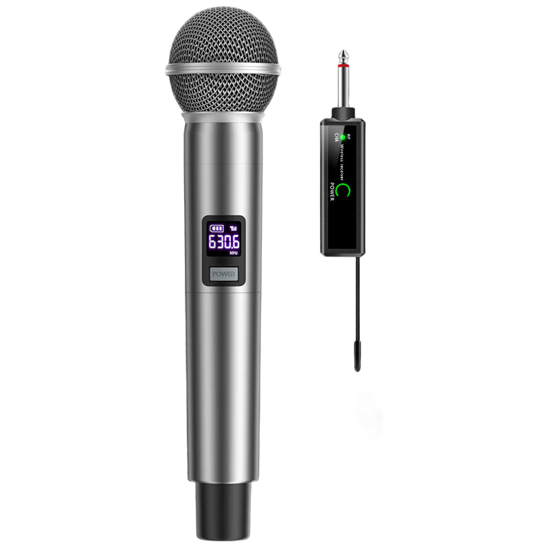 SAST Ok-95A Handheld Rechargeable Wireless Microphone, UHF Band for Home KTV Singing, Stage Hosting, Lecturing, Karaoke, Conference, Amplifier, FM Universal One-To Metal Microphone