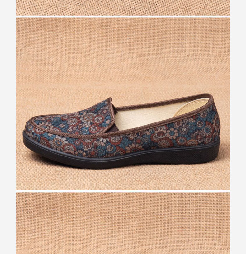 Yuzhaolin Mom Shoes Single Shoes Elderly Soft Sole Embroidered Chinese Slip-On Old Beijing Cloth Shoes Women Y2S-1005 Size 38 9