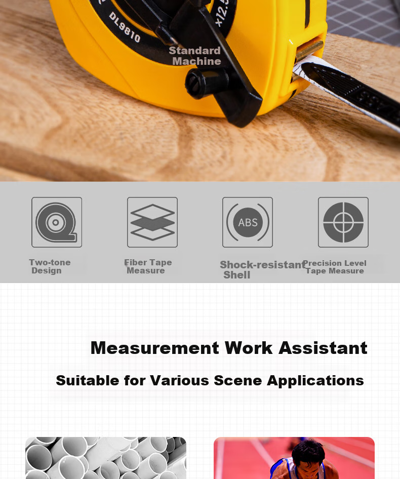 Deli 10-Meter Fiber Tape Measure, Box-Type Playground Roller Ruler, Engineering Measurement Tool, 10 Meters 2