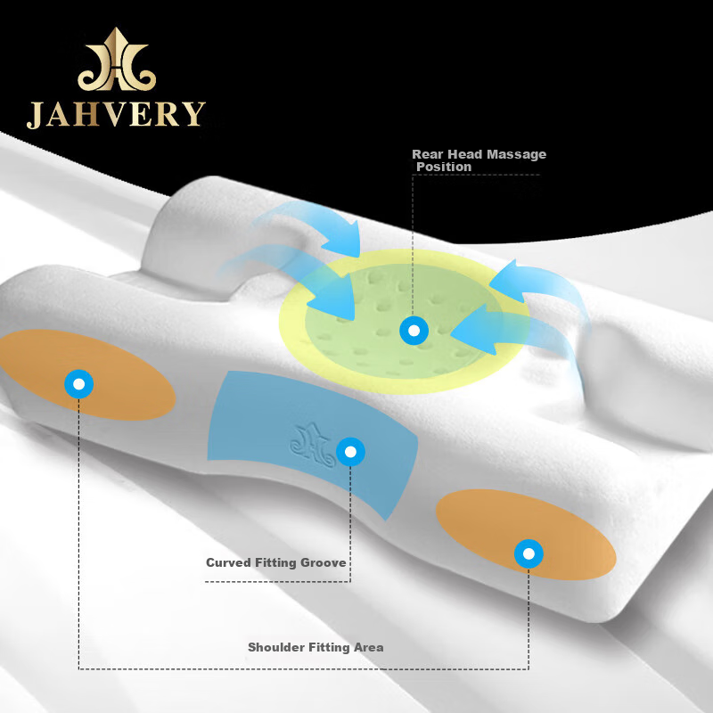 JAHVERY 3D Bone-Shaped Cervical Spine Pillow Memory Foam Neck Support Pillow for Adults, Sleeping Aid, Sleep Assistance Pillow Core 12/9cm