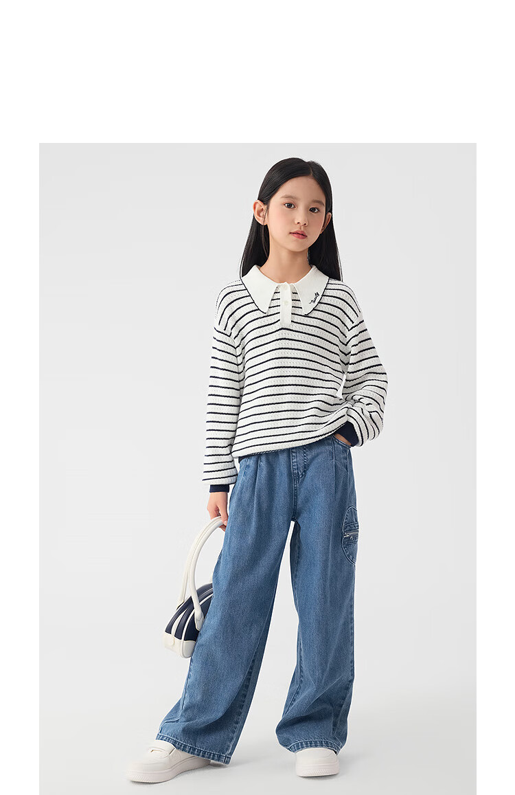BALABALA Girls' Pants, Children's Jeans, 2025 Spring Style, Heart Pocket Design, Straight-Leg Trousers, 208125108003 2