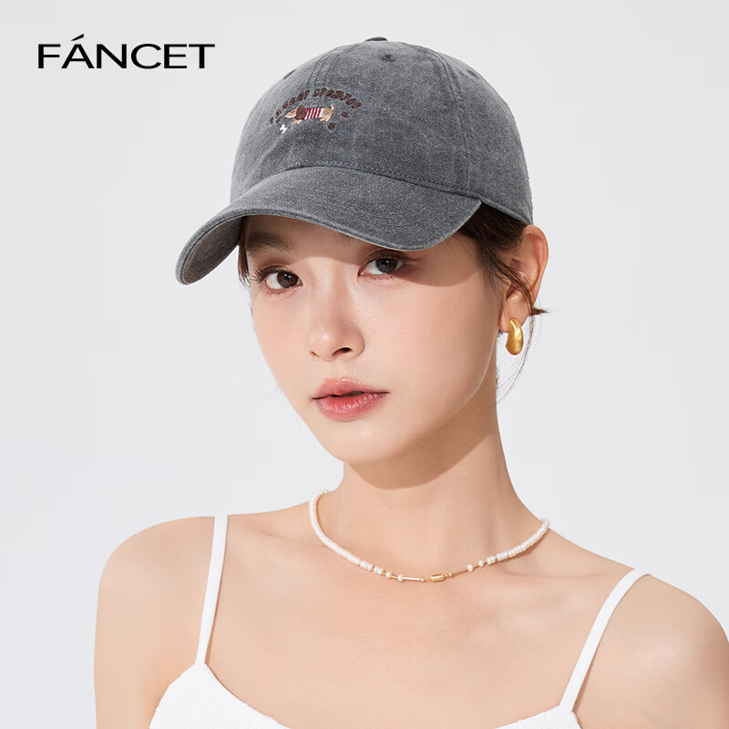 FANCET Baseball Cap, Korean Style, Sausage Dog Embroidery Hat, Retro Fashion Washed Men's Visor Cap, Couple's Hat