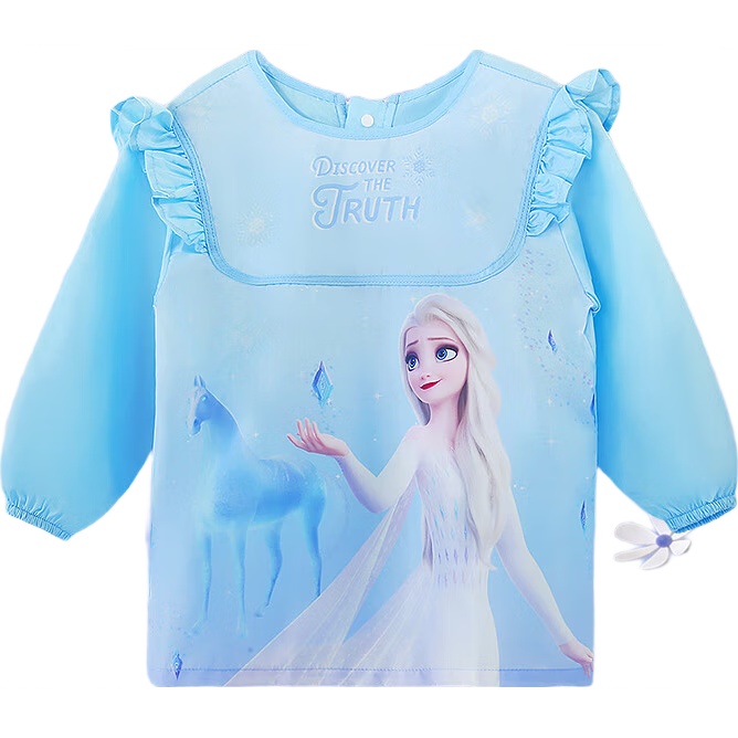 Disney Girls' Smock, Children's Reverse Dress, Spring And Summer Baby Eating Bib, Drawing Apron, Long-Sleeve ZF36259-F1 Blue L
