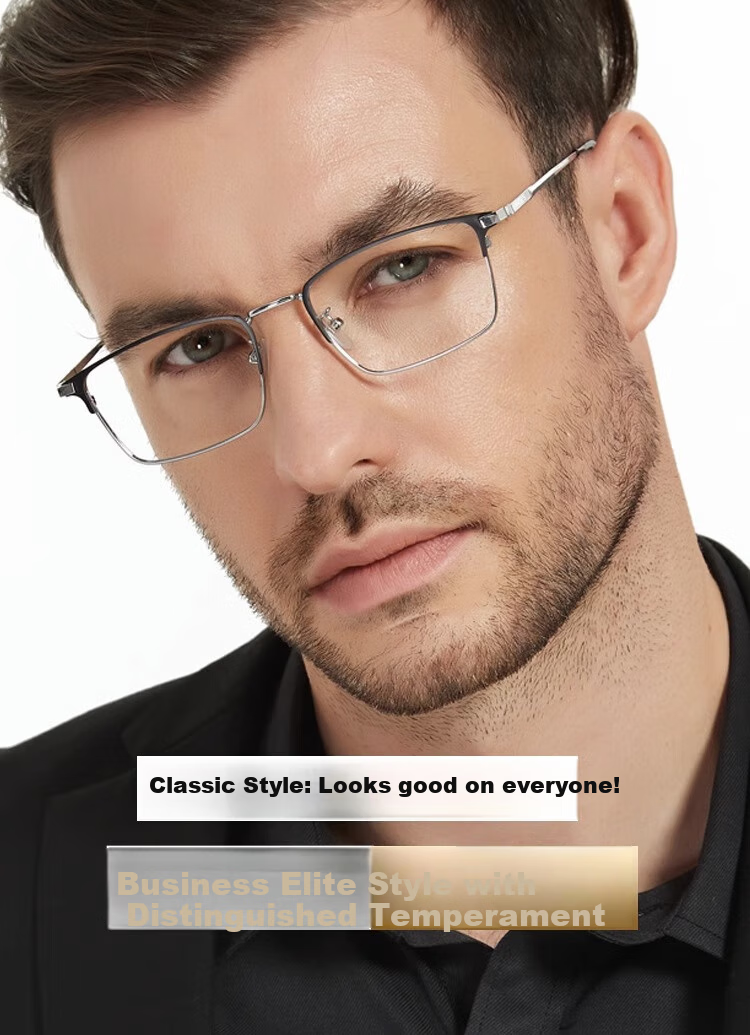 GOGOSOON New Semi-Rimless Donghai Crystal Reading Glasses for Men, High Definition Presbyopic Glasses for Middle-Aged And Elderly, Durable Stone Frame 1