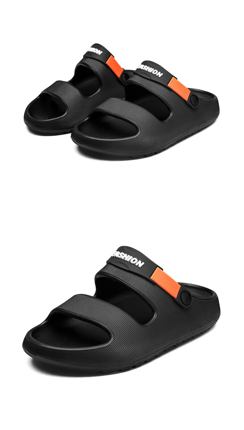 CARTELO Men's Sandals, Summer Casual Breathable Hole Shoes, Fashionable Two-Way Beach Shoes for Men, 1572 Black And Orange, Size 42-43 14