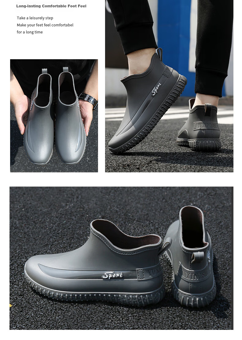 FOOTOPPO Rain Boots for Men, Water Shoes, Short Rain Boots, Adult Waterproof Shoes, Rubber Boots, Construction Site Non-Slip Boots, Low-Top Overshoes, Water Boots 6