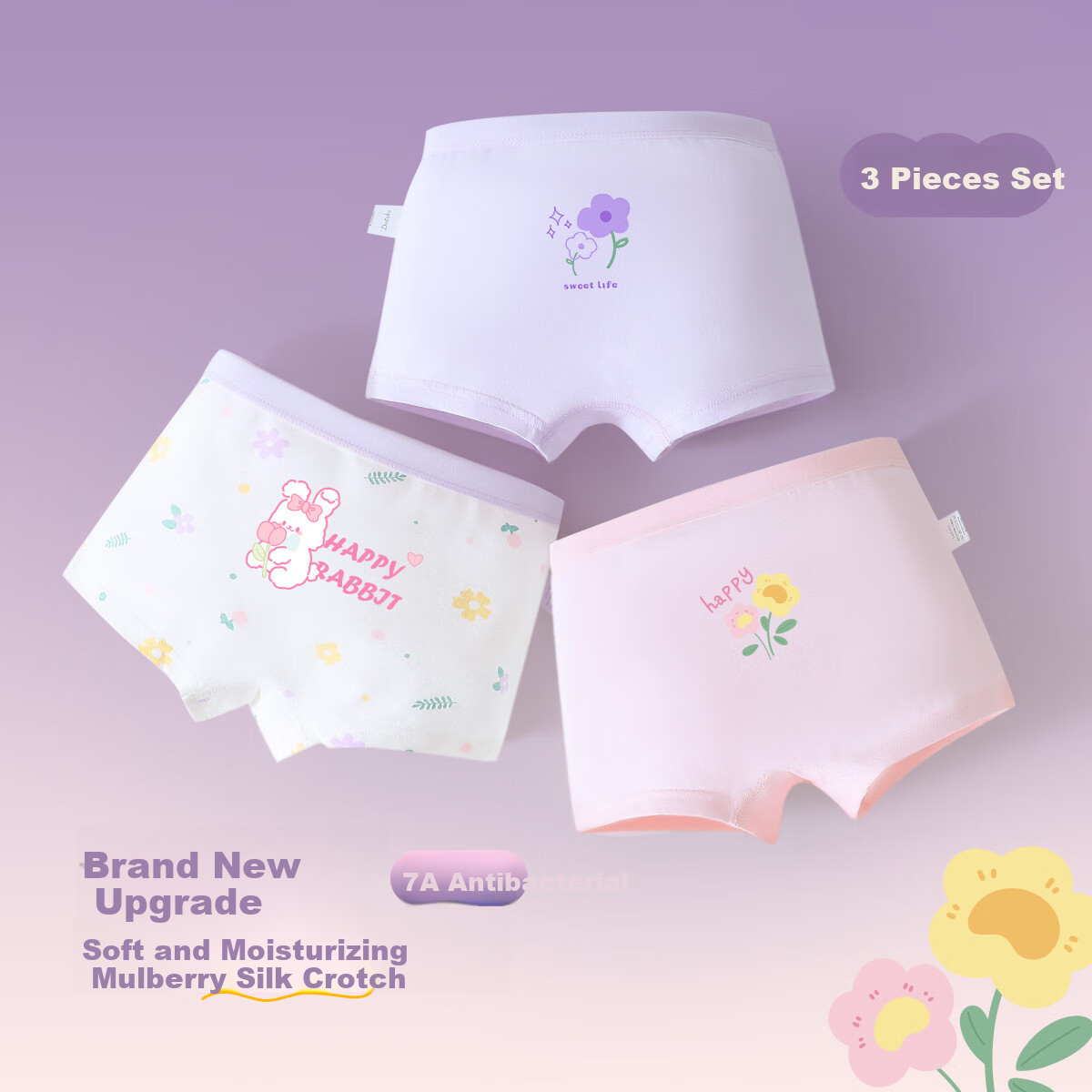 DEESHA [7A Antibacterial Class A Baby Cotton] Girls' Cotton Shorts, Children's Underwear, Student Baby Boxer Briefs