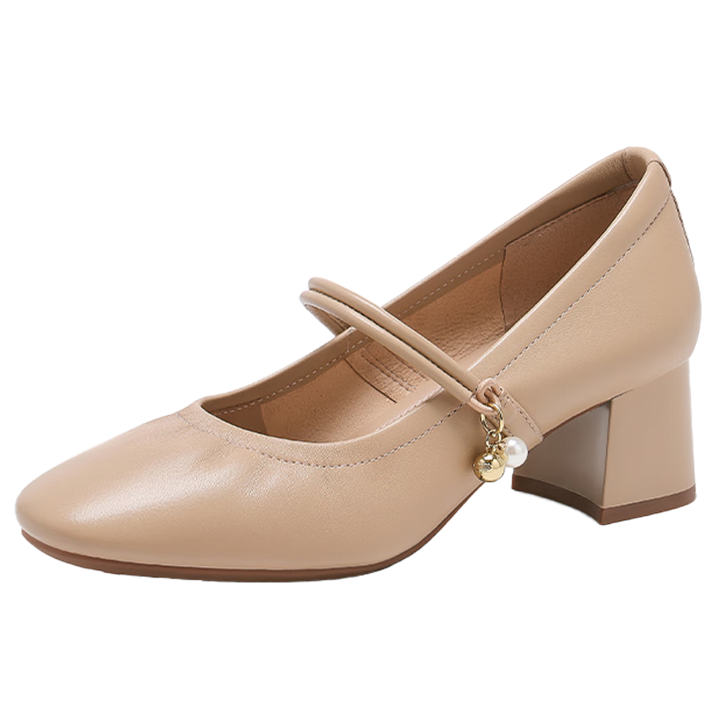 St&Sat Genuine Leather Mary Jane Shoes for Women, 2026 New Summer Style, High Heels with Skirts, Comfortable French Elegant Fashion Sandals