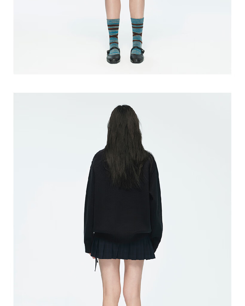 Heishenhua Yingshentu - Red Sweater, Blue-Black Color, Size L, Heishenhua Guokong Official Merchandise, Unisex Cotton Round Neck Pullover Loose Knit Sweater 9