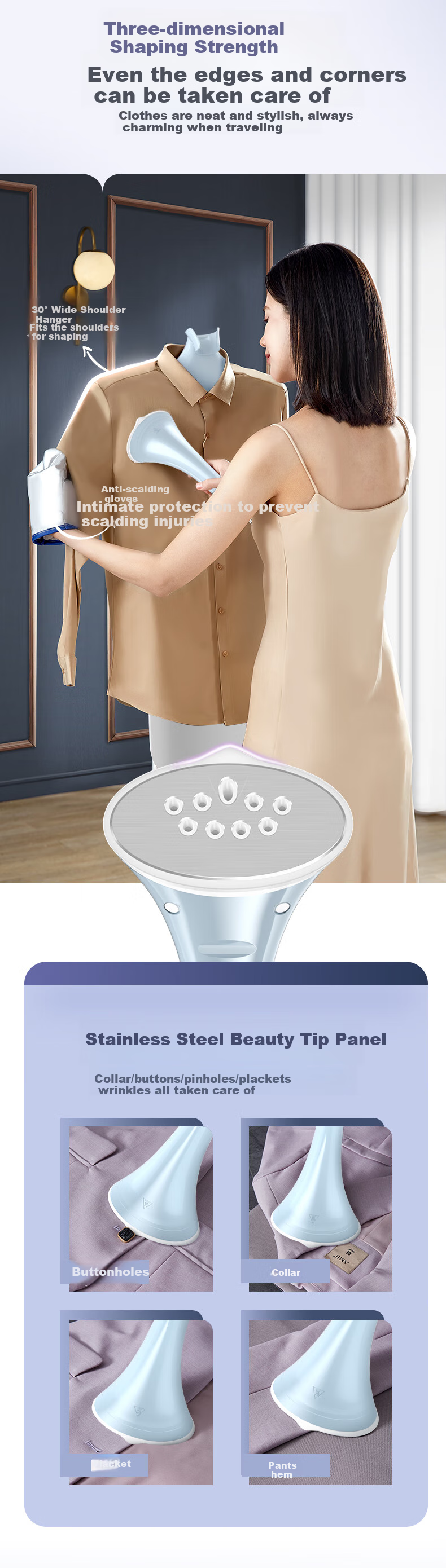 Midea [Silver Ion Antibacterial Board] Upright Garment Steamer, 40g/min High Steam Output, Home Clothes Ironing Tool, Professional Use for Clothing Stores, YGD25Q1 9