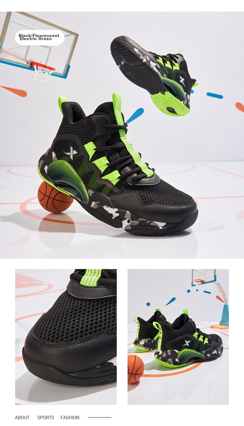 XTEP Children's Unisex Shock-Absorbing Wear-Resistant Basketball Shoes for Young National Champions, Deep Blue/mango Yellow, Size 39 17