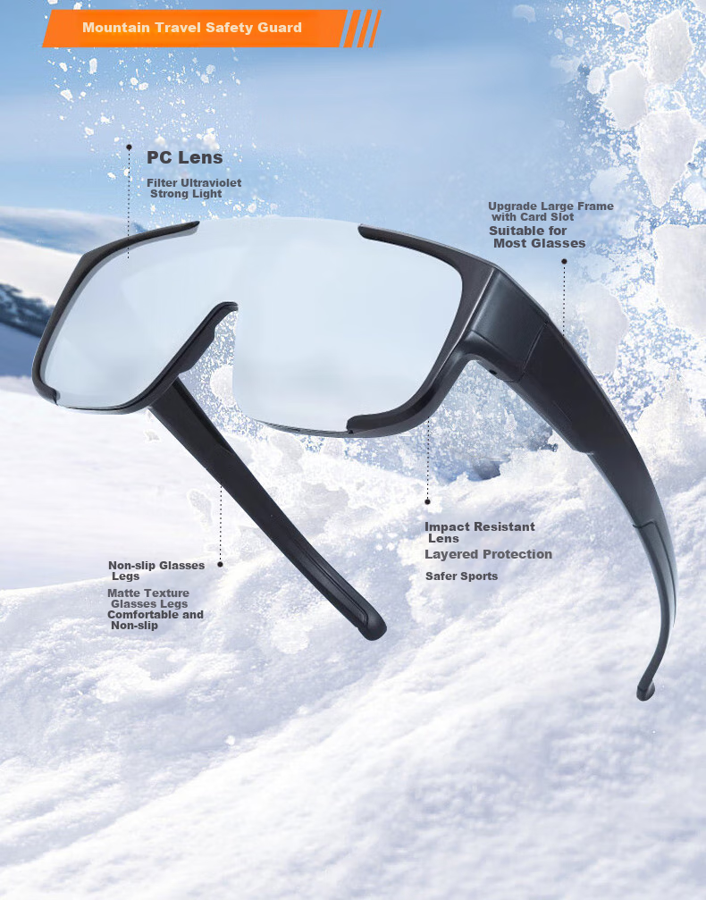 Cuntiandaofu Hiking Sunglasses, Cycling Glasses with Frames, Sunglasses Frame for Nearsighted Glasses, Protective Goggles, Skiing Goggles, Black Frame with Mercury Lenses 4