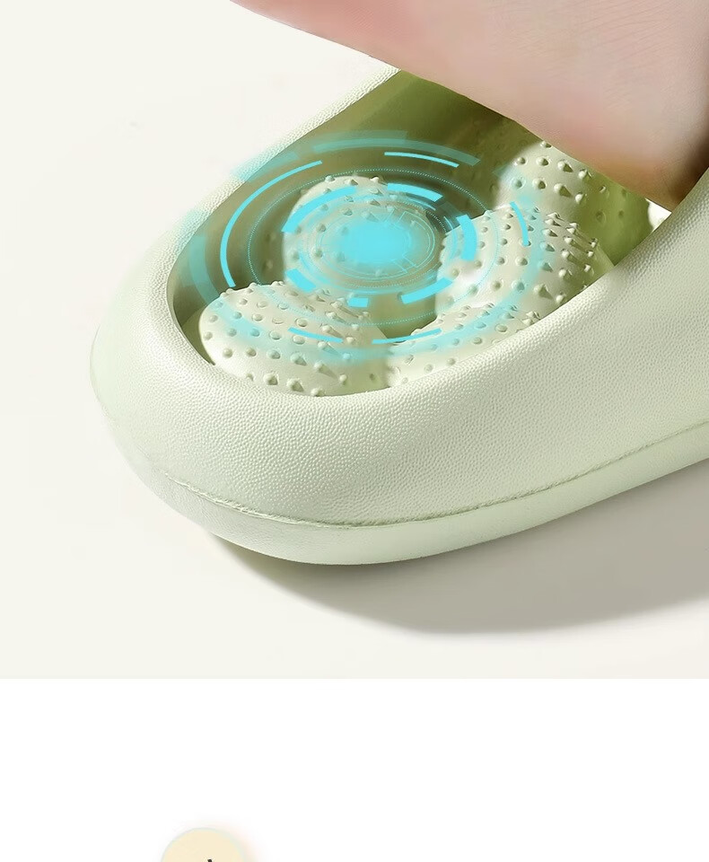 GUOLUOFEI Bathroom Leak-Proof Slippers, Summer Indoor Shower Non-Slip Squishy Hollow Massage Slippers, Green, Size 35-36 7