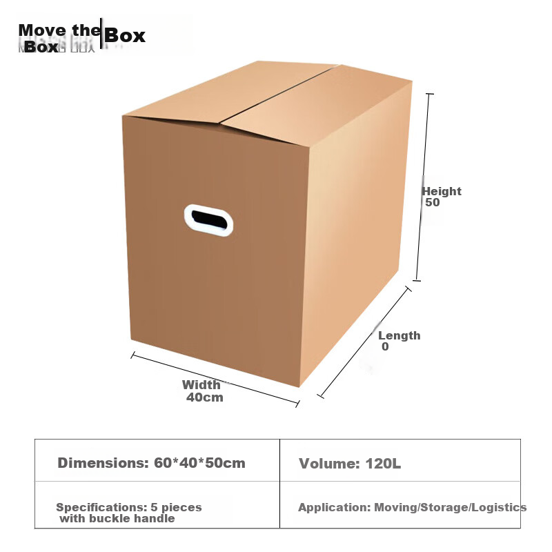 Baokesi Moving Boxes with Handles, 60*40*50cm, 5 Large Storage Organizing Boxes for Packing And Moving