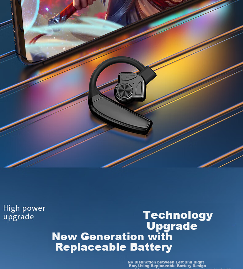 Guiyin B1 Wireless Bluetooth Headphones, New Over-Ear Design with Noise Cancellation, Dual Replaceable Batteries, In-Ear Style with Long Standby Time, Suitable for Running, Compatible with Huawei, Apple, OPPO, Xiaomi, Vivo 16