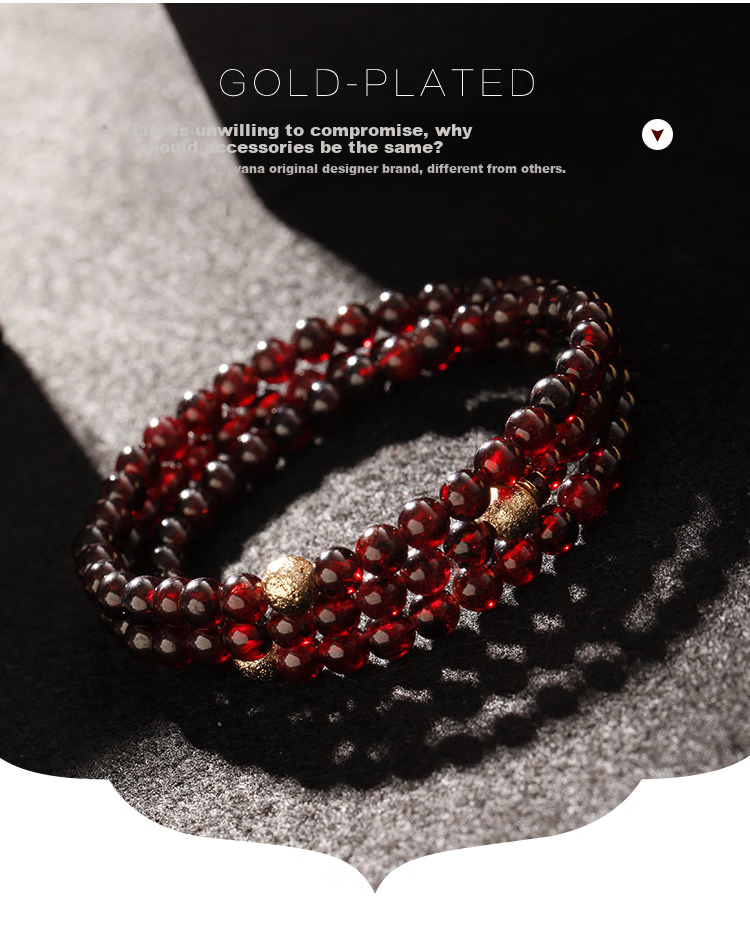 Fenghuangniepan Natural Genuine Garnet Bracelet for Women with Lucky Beads, Multi-Strand Bracelet, Birthday Gift for Mom And Elders, Practical And High-End 3