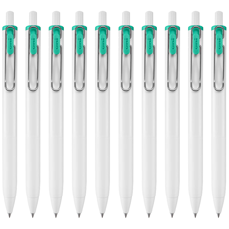 Uni-Mitsubishi Uni-Ball One Series Small Dense Core Jade Green Gel Pen, High Aesthetic Value, 0.38mm Signature Pen, UMN-S 10 Pieces