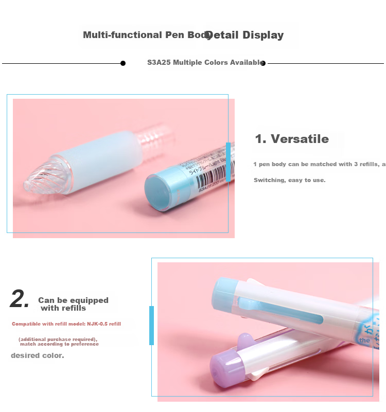 ZEBRA 3-Color Multifunctional Pen Barrel, SARASA Series Colored Gel Pen Barrel (Refill RNJK5), S3A15 White Barrel, Buy One Get One Free 4