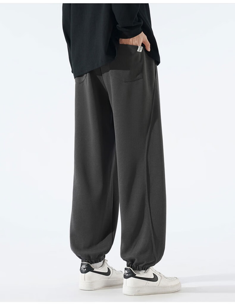 JEEP SPIRIT Men's Loose Casual Pants, Trendy Versatile Joggers, Height-Increasing Long Pants, Black, 2XL 7