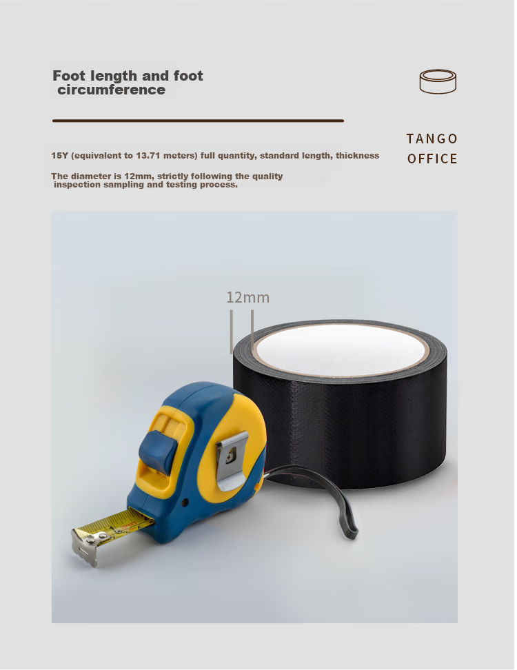 TANGO Office Strong Carpet Tape, Windproof, L-Shaped, Sealing, High Adhesion, Wear-Resistant, Waterproof Tape, Can Be Hand-Torn, Black, 48mm*15y (13.7 Meters), 3 Rolls Per Pack 9