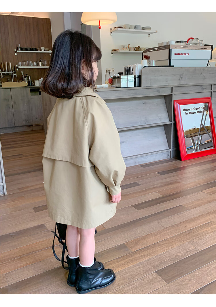 Budinghalu Girls' Jacket, Spring And Autumn Style, Children's Fashionable Versatile Windbreaker, Mid-Length, for Older Children, Casual Korean-Style Top, Trendy 7