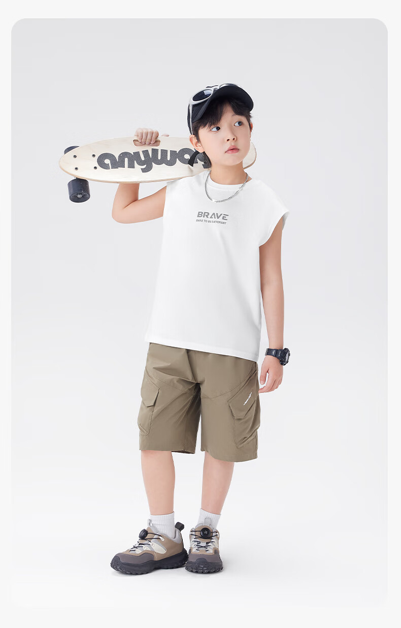 Zuo Xi Boys' Pure Cotton Vest Children's Summer T-Shirt 2026 New Boys' Sleeveless Top Base Shirt Black 130 27