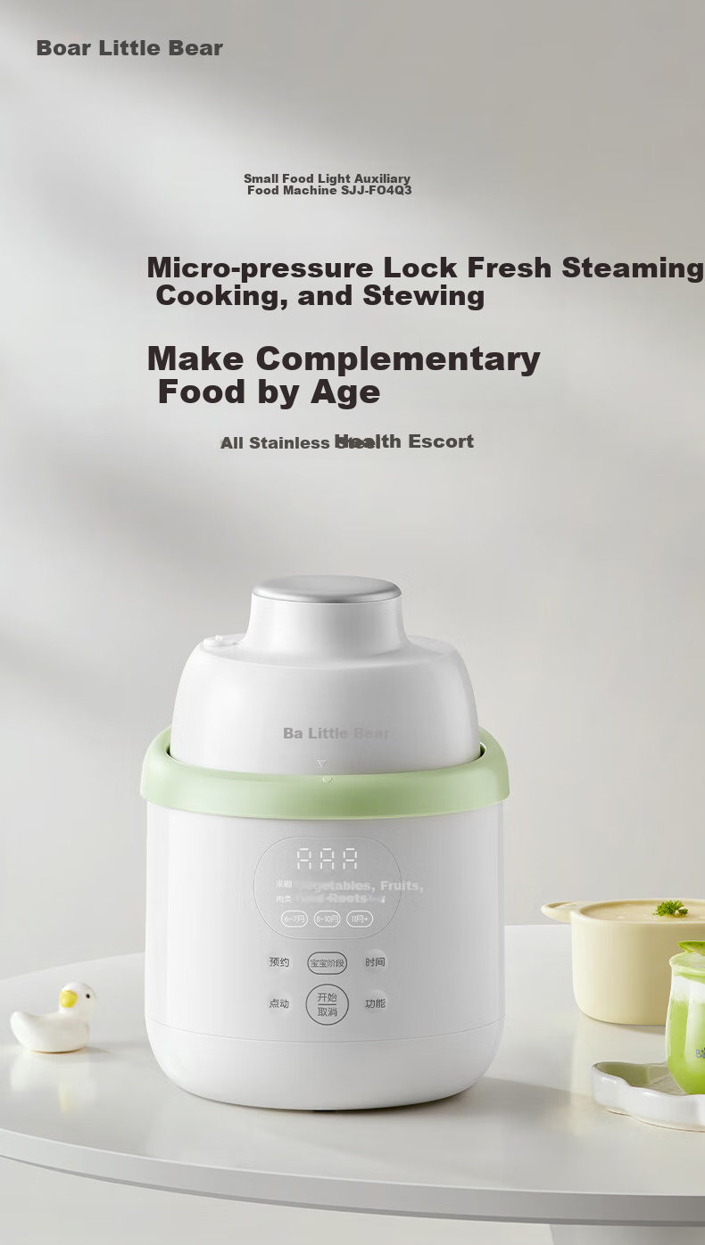 Bear Baby Food Processor Waterless Blending Steaming Cooking Multi-Function Age-Appropriate Puree Maker with Dual Cups 3