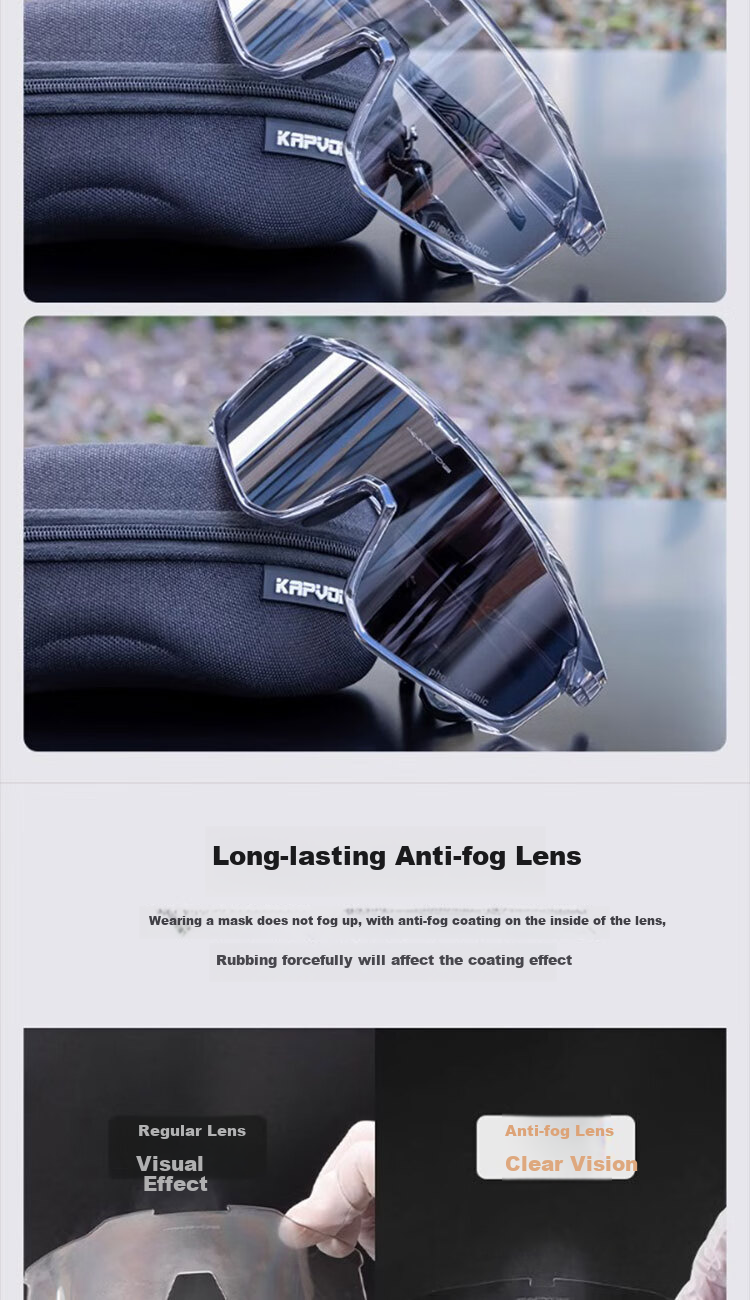 KAPVOE Liuli Cycling Glasses Day and Night Photochromic Road Bike Professional Windproof Goggles Sports Unisex 3