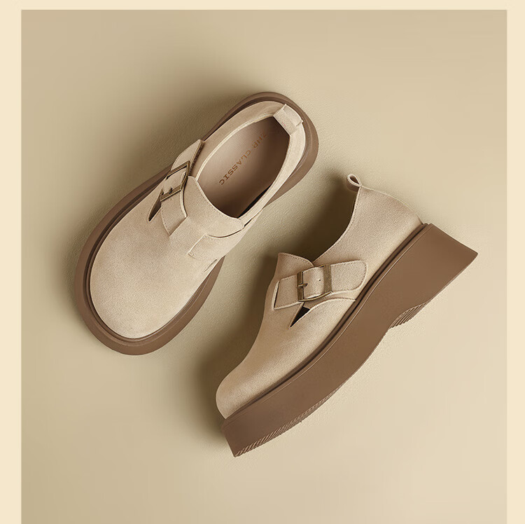 ZHR Retro Birkenstock-Style Shoes for Women, Thick-Soled Height-Increasing Full-Coverage Casual Shoes, Versatile Slip-On Flats AB67F Khaki 39 16
