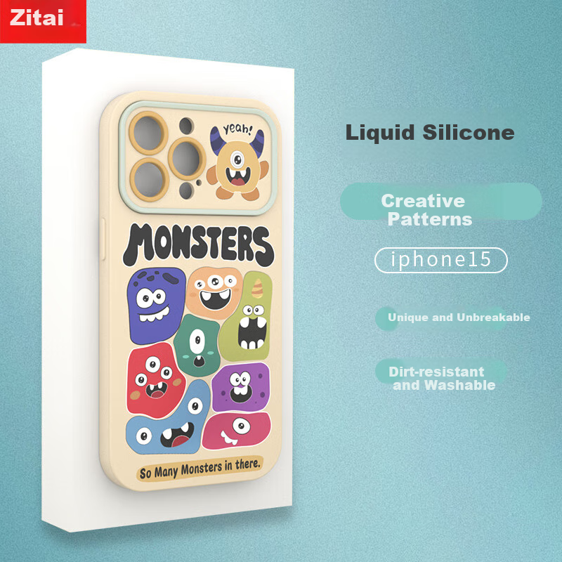 Чехол для iPhone 12 "Monster Party" от ZiTai, защитный, противоударный, с рисунком, TPU, синий