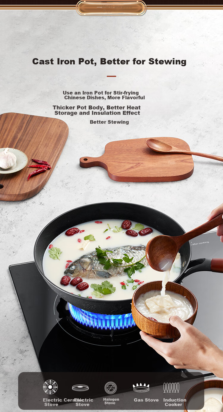 COOKER KING Cast Iron Wok, Flat Bottom Frying Pan, 30cm, Nitrided Anti-Rust, Suitable for All Stoves, Heritage CC30CG 8
